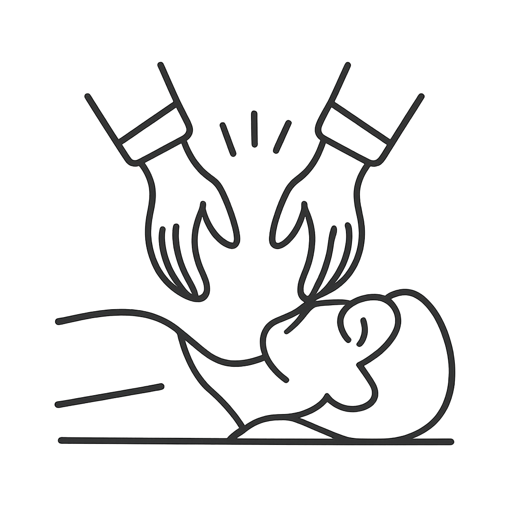 A line drawing of two animals and a sign board in a matching color, a light grey, with white outlines.